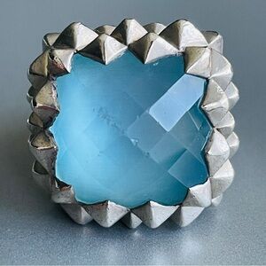 Stephen Webster Superstud Blue MOP Cat's Eye Quartz Sterling Silver Squa…